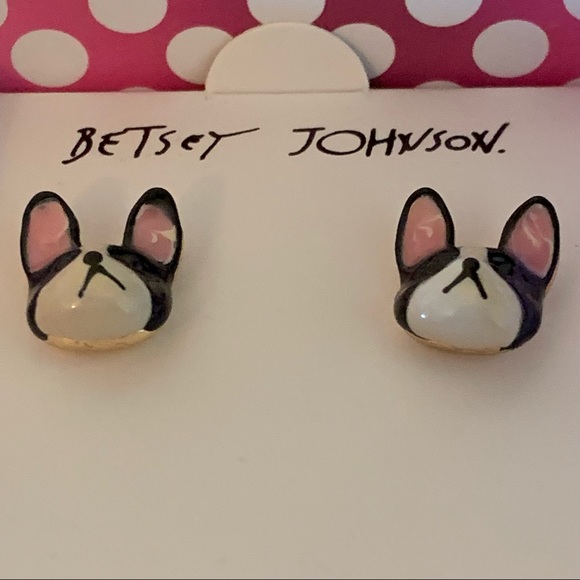 Betsey Johnson dog earrings Boston Terrier  Frenchie French bulldog - Picture 4 of 7